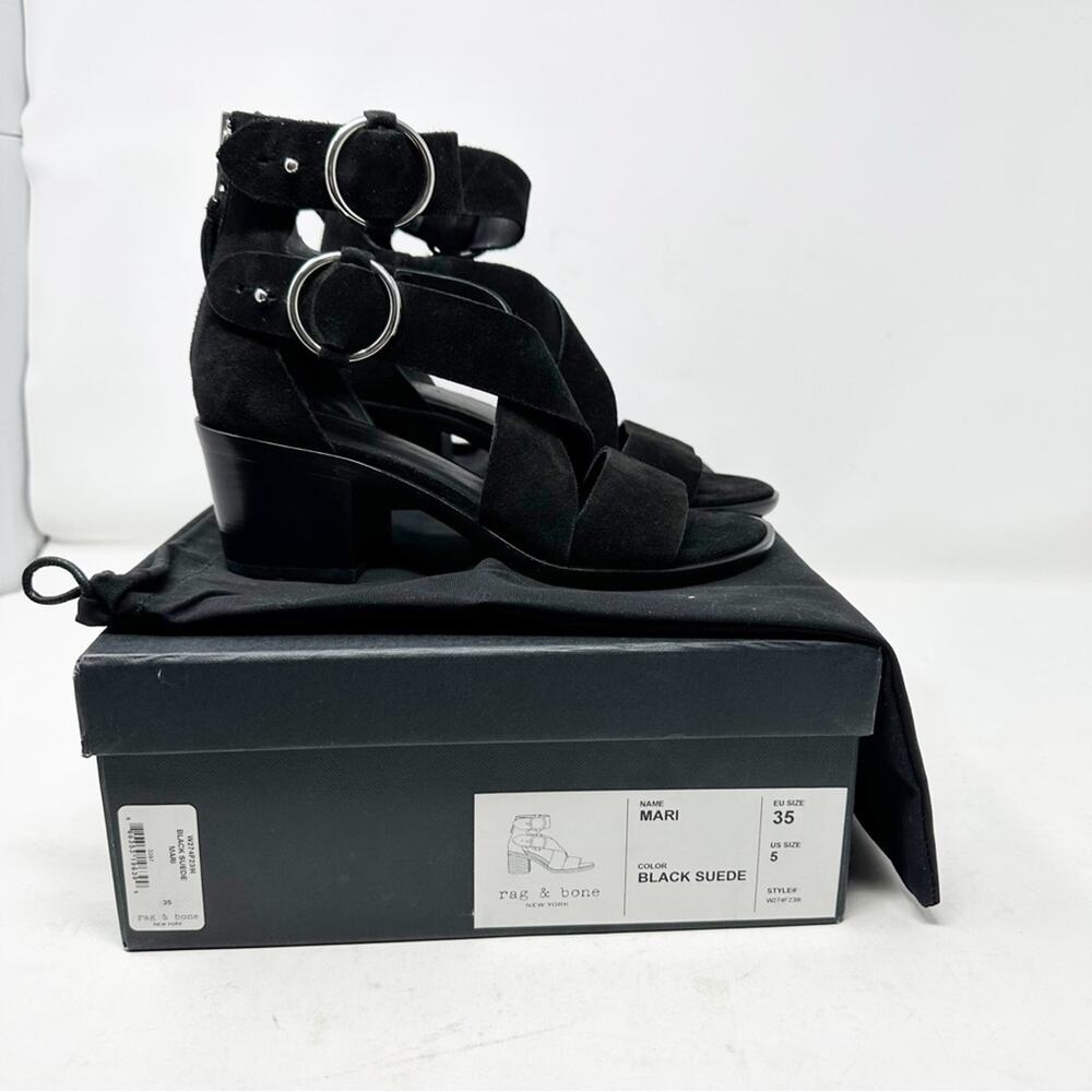 RAG & BONE Mari Sandals in Black Suede NWT in Size 5